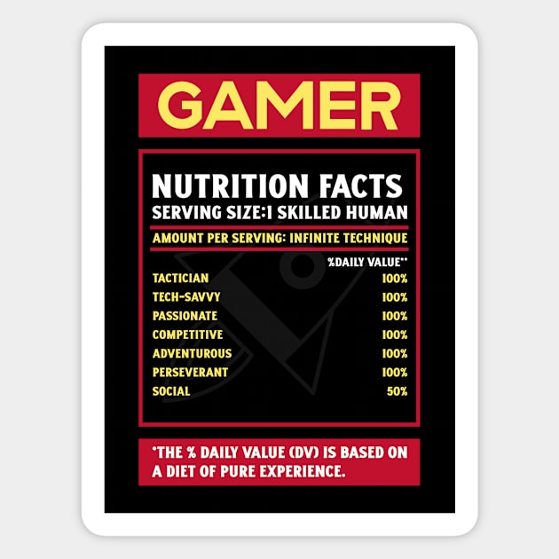 Gamer Nutrition Facts Magnet by Tip Top Tee's
